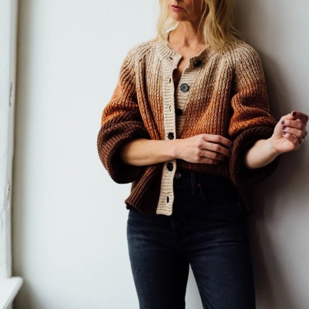 THE GREAT. The Dusk Cardigan in Marled Sunset | Size 0 / XS - Picture 4 of 14